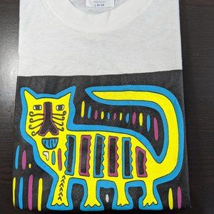 Vtg Hanes FineLine Cat Single Stitch